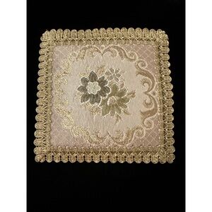 Elegant Gold and Cream Floral Vintage Tapestry Coaster